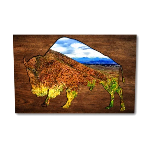 VIUBGCPS Canvas Print Picture Creative Bear Wall Art Painting Franklin Mountains in west Texas Framed And Stretched Poster Home Decor Artwork 20x32 Inches