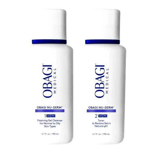 Obagi Medical Obagi Nu-Derm Foaming Gel Cleanser & Face Toner Bundle – Gently Tones, Cleanses to Remove Makeup & Build-Up for a Fresh Complexion with Witch Hazel & Aloe Vera – for Normal to Oily Skin Types