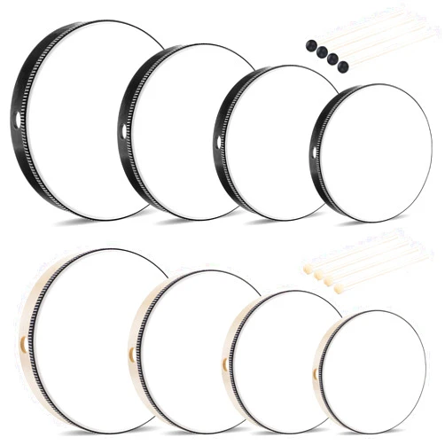 Konohan 8 Pieces Kids Hand Drums Wooden Frame Drum with Percussion Stick, 12 Inch 10 Inch 8
