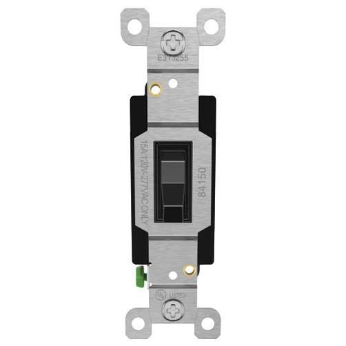 ENERLITES 4-Way Toggle Light Switch, Four Way, Side Wiring, Copper Wire Only, Grounding Screw, Residential Grade, 15A 125VAC 60Hz, UL Listed, 84150-BK, Black