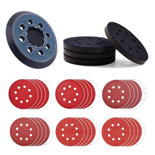 NYXCL 5 inch DeWalt DWE6423/6423K, DWE6421/6421K, DCW210B Random Orbital Sander Replacement Pad with 5 inch 8 Hole Hook Loop Foam & Sanding Backing Pads Sanding Discs Include 100/150/180/240/320/400 Grit
