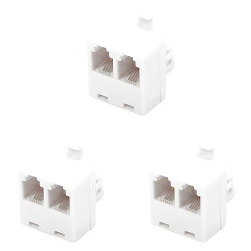 Vthahaby Duplex Jack Phone Wall Adapter-1 to 2 Modular Wall Jack Phone Line RJ11 Converter Adapter Splitter for Home Office ADSL DSL Fax Model Cordless Phone System (2 Way Splitter(3Pack))