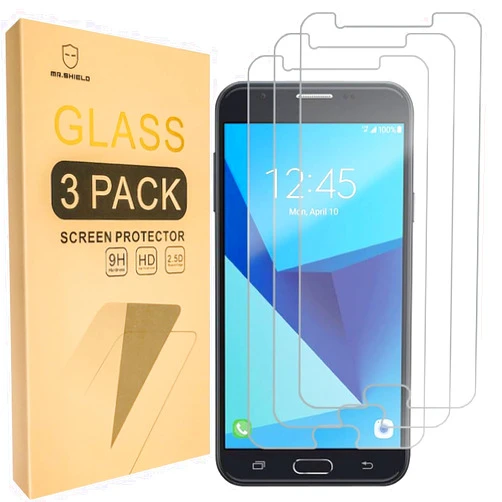 Mr.Shield [3-PACK] Designed For Samsung Galaxy J7 Sky Pro [Tempered Glass] Screen Protector with Lifetime Replacement