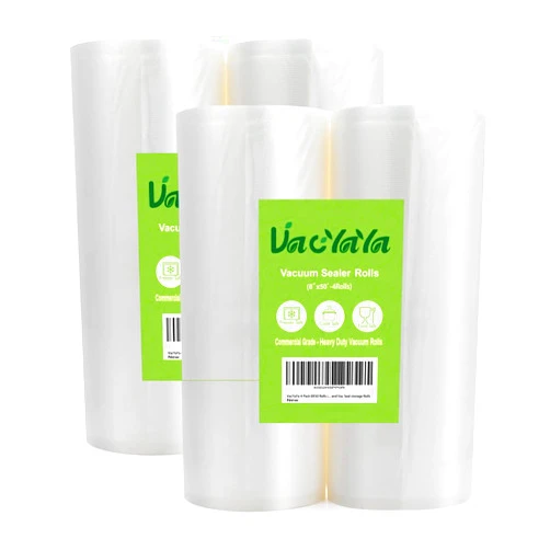 VacYaYa 4 Pack 8X50 Rolls (Total 200 feet) Vacuum Sealer Bags Rolls with BPA Free,Heavy Duty,Great for Sous Vide and Vac Seal storage Rolls