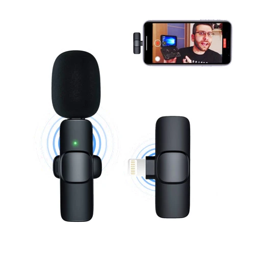NUNUWE Wireless Lavalier Microphone for iPhone iPad, Mini Lapel Wireless Microphone for Video Recording, TikTok Facebook Live Steam, Youtubers, Vloggers, Interview, Clip-on Plug & Play (Black)