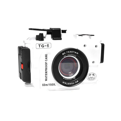 Sea frogs Seafrog WPC-TG6 Waterproof housing case Underwater Diving 195FT/60M Works for Olympus TG-6 Cameras White(Housing + Red Filter)