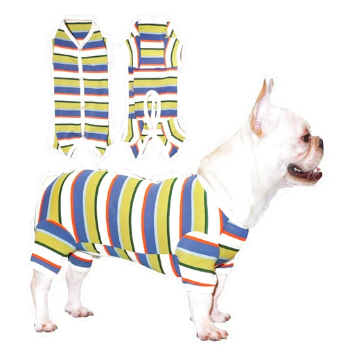 TONY HOBY Dog Pajamas, Dog Jumpsuit, Colorful Dog Shirt, Dog Surgery Recovery Suit for Small Medium Dog (Blue&White, Boy, M)