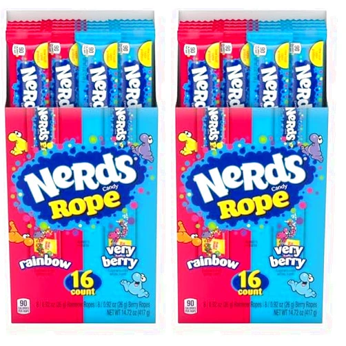 Nerds Rope Candy, Variety Box, Rainbow & Very Berry, 0.92 ounce (Pack of 32)
