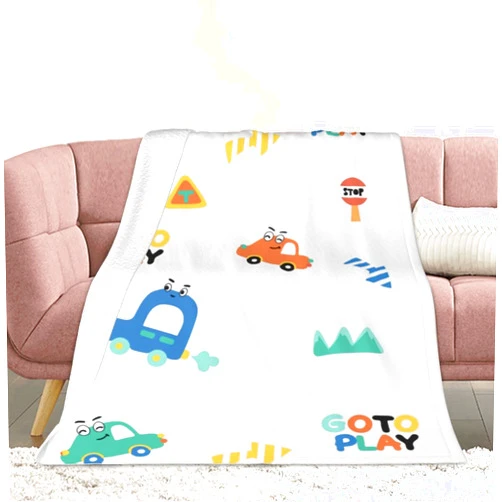 CAREFORM Cute Cartoon Car Blanket Throw Bedding Room Decor Flannel Blankets for Bed Sofa 50