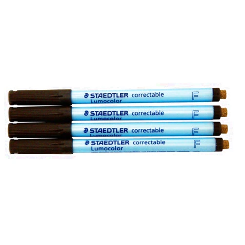 STAEDTLER Lumocolor Correctable Pen Fine Point Black Set of Four