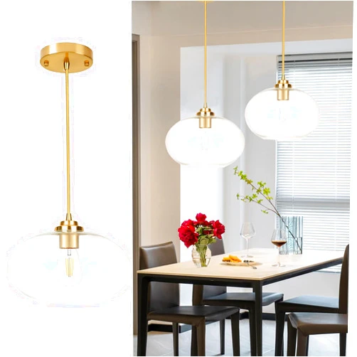 Jolydoly Pendant Light Fixtures,Pendant Lights Kitchen Island,Gold Pendant Light Fixture,Modern Pendant Light for Kitchen Island,Glass Pendant Light Adjustable Hanging Light for Dining Room Bedroom