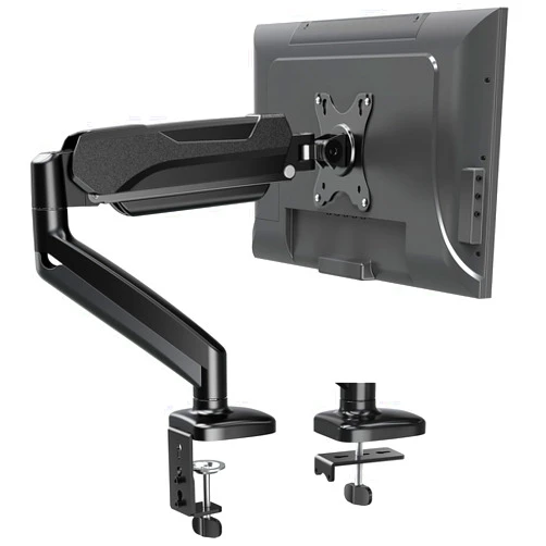 MOUNTUP Single Monitor Desk Mount, Adjustable Gas Spring Monitor Arm Support Max 32 Inch, 4.4-17.6lbs Screen, Computer Monitor Stand Holder with Clamp/Grommet Mounting Base, VESA Mount Bracket, Black