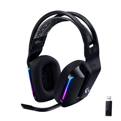 Logitech G733 Lightspeed Wireless Gaming Headset, Suspension Headband, Lightsync RGB, Blue VO!CE Mic, PRO-G Audio – Black, Gaming Headset Wireless, PC, PS5, PS4, Switch Compatible