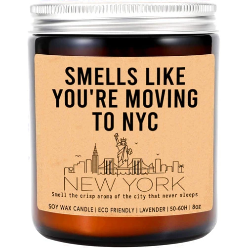 AnhTram97 Smells Like You're Moving NYC Candle - New York City Housewarming Gift - Lavender Fragrance - 8oz Soy Wax Candle