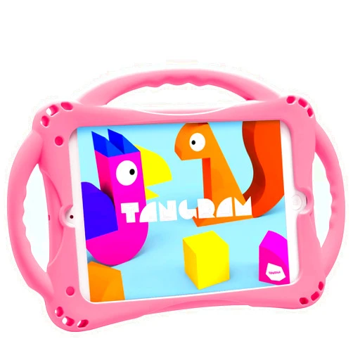 TopEsct Kids Case for iPad Mini 5 4 3 2 1,Silicone Childproof for iPad Mini 5 4 3 2 1, Built-in Handle Stand, Comes with a Strap (Pink)