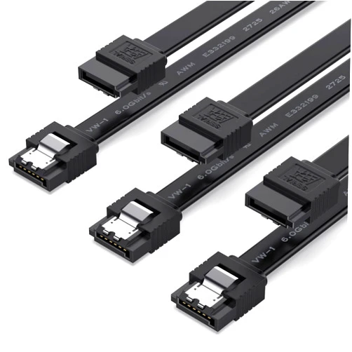 YINNCEEN SATA Cable III, 3 Pack SATA Cable III 6Gbps Straight HDD SDD Data Cable with Locking Latch 18 Inch Compatible for SATA HDD, SSD, CD Driver, CD Writer - Black
