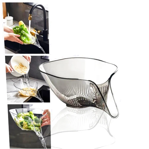 MOTEERLLU Multifunctional Drain Basket with Spout, Kitchen Sink Strainer Drainage Basket Funnel for Food, Kitchen Supplies & Accessories Gadgets for Washing Vegetables & Fruits (Grey)