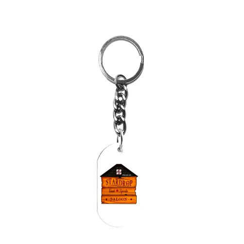 Hat Shark Stardrop Saloon Rustic Bar Food Game Parody Sign Logo - 3D Color Printed Metal Ring Key Chain Keychain