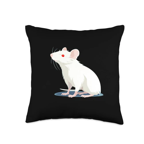 Funny white Albino Rat Funny Albino Rat for Animals and Rodents Lovers Throw Pillow, 16x16, Multicolor