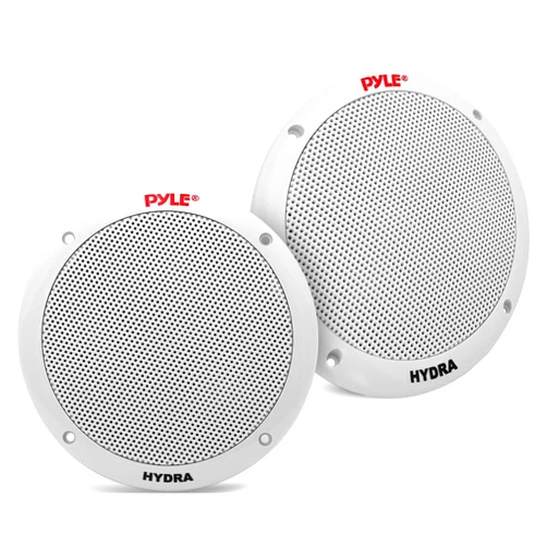 Pyle 6.5 Inch Dual Marine Speakers - 2 Way Waterproof and Weather Resistant Outdoor Stereo Sound System with 400 Watt Power, Polypropylene Cone and Butyl Rubber Surround - 1 Pair - PLMR605W(White)