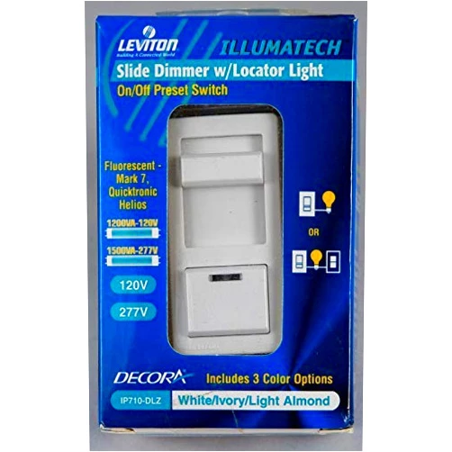 Leviton IP710-DLZ Slide Dimmer, Fluorescent, IllumaTech, White
