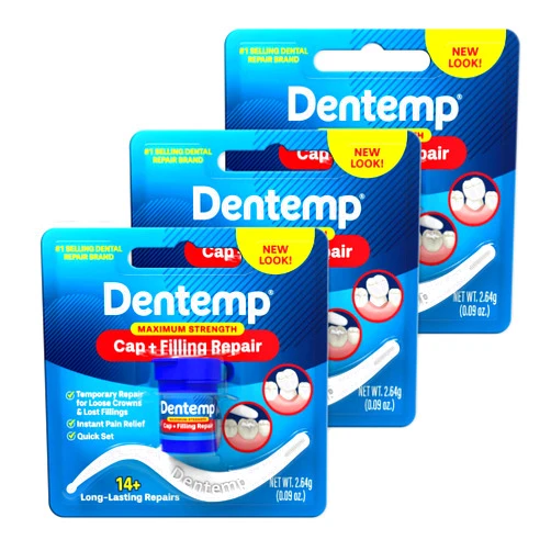 Dentemp Maximum Strength Loose Cap and Lost Filling Repair - Dental Repair Kit for Instant Pain Relief (Pack of 3)