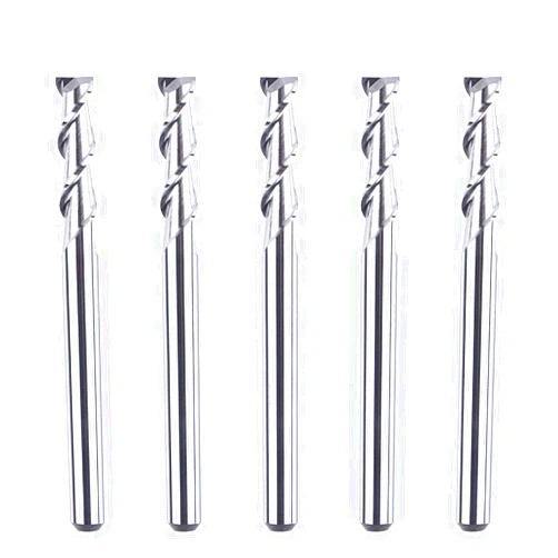 SpeTool 5Pcs 1/8 inch Aluminum End Mills 2 Flutes CNC Spiral Router Bits Non-Ferrous Metal Upcut 1-1/2 inches Long for Woodworking Cutting