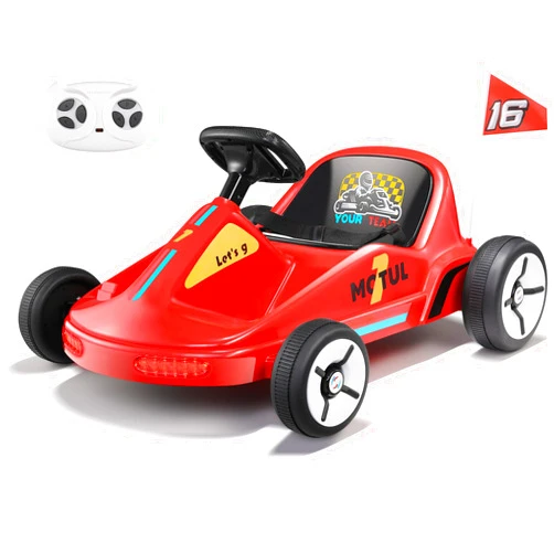 Hikole Electric Drifting Go Kart with Remote Control, 12V 7Ah Battery Powered Ride On Car for Kids w/Safety Belt, USB Port, Horn, LED Lights, Red