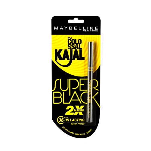 Maybelline New York New The Colossal Kajal - Super Black (2X Blacker) Waterproof 16Hours Intense Pencil
