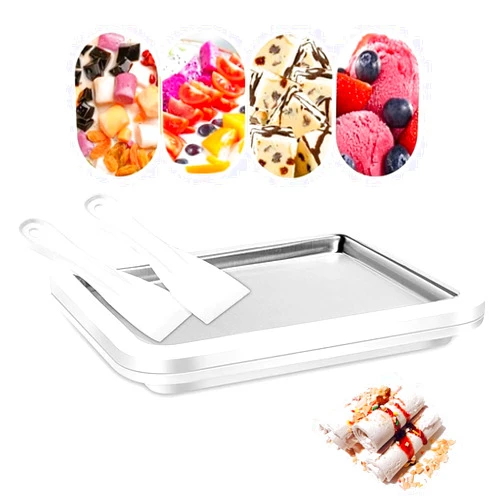 KOLENSA Ice Cream Sorbet Maker Frozen Yogurt Machine, Instant Cold Roller Pan Plate with 2 spatulas, Home Made Soft Ice Cream Milkshake Gelato Fruit Smoothie
