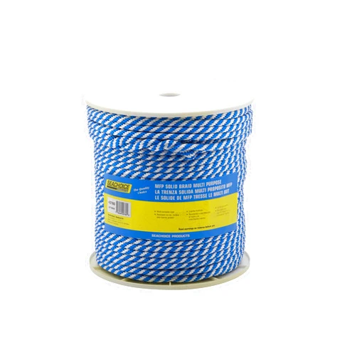 Seachoice Solid Braid 100% MFP Mulit Purpose Rope Spool, 3/8 in x 500 ft, Blue and White