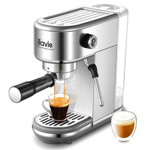 ILAVIE Espresso Machine 20 Bar for Home, Coffee Espresso Marker Machine with Steam Wand, 1350W Cappuccino Latte Machine with 1.2L Removable Water Tank