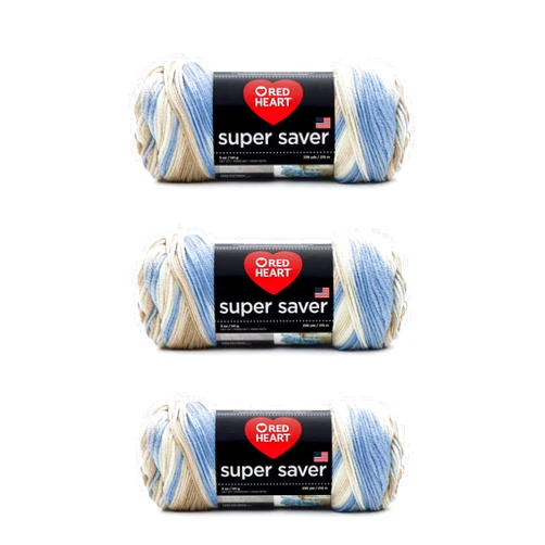 Red Heart Super Saver Yarn, 3 Pack, Mirage 3 Count
