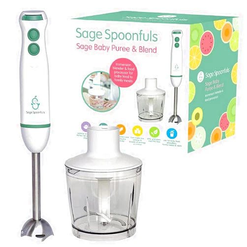 Sage Spoonfuls Baby Food Maker, Processor and Immersion Blender with Dishwasher-Safe Stainless Steel Attachments for Meal Prep & Baby-Led Weaning, White