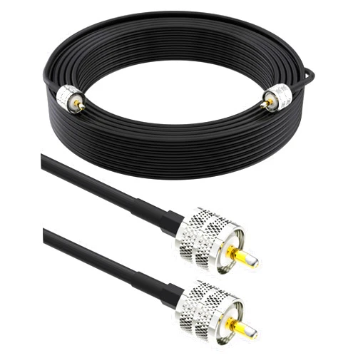 Foboiu RG58 Coaxial Cable 50ft, CB Antenna Cable, PL259 UHF Male-to-Male CB Coax Cable, 50 ohm coax cable Extender for Antenna Analyzers, Antenna Tuners, SWR Meters