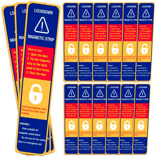 Kanayu 15 Piece Lockdown Magnetic Strips for School Door Frames Door Magnet Locks Devices Classroom Office Security Enhanced Layer Easy Smooth Latch Strips with PVC Cover(Classic)