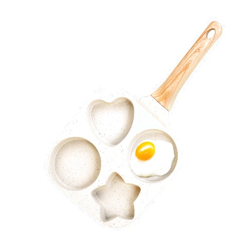 JUSTUP Nonstick Frying Pan,4-Cup Egg Pan Nonstick Divided Grill Frying Pan, 7.5 Inch Healthy Granite Egg Frying Pan with Anti-scald Handle, Breakfast Skillet for Eggs, Pancakes,Bacons (White), DWDF11