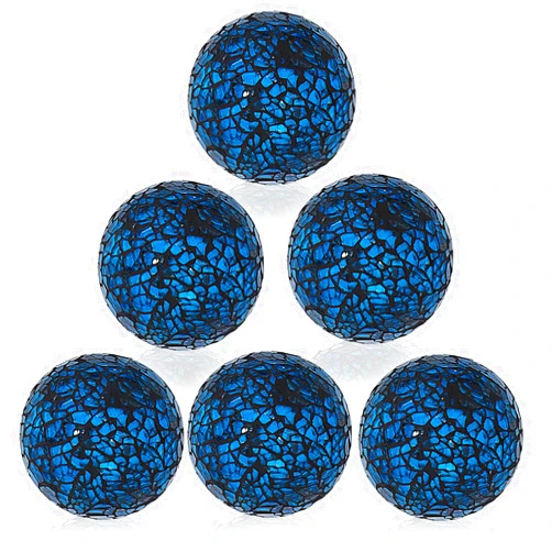 Kesywale 6PCS Decorative Balls Set 2.4 Inches/ 6cm Small Mosaic Spheres Glass Orbs Decorative Balls for Centerpiece Bowls Vases Fillers Dining Coffee Table Wedding Party Decor (Blue)