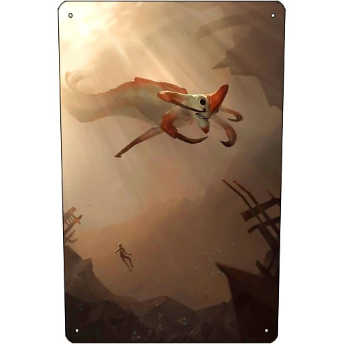 Oedrtqi Subnautica - Reaper Leviathan Poster Poster 8 x 12 Inch Funny Metal Tin Sign Game Room Man Cave Wall Decor