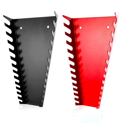ALOANES 26-Slot Metal Wrench Organizer, Heavy Duty Wrench Organizer Tray for Tool Box, Professional Fit SAE & Metric Wrench Storage, 2 Pack Wrench Holders(Red&Black)