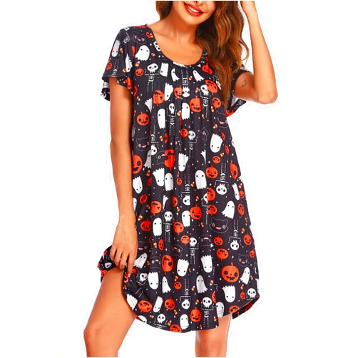 Ekouaer Womens Nightgown Soft Sleepwear Pleated Sleepshirt Sleep Dress Short Sleeve Nightdress S-3XL
