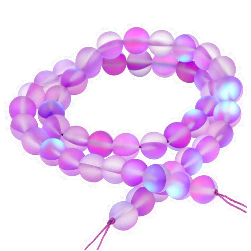 JIAOMI Matte Aurora Crystal Glass Beads Gemstone 6MM Purple Frosted Glitter Shining Mermaid Round Loose Beads Frosted Moonstone for Jewelry Making