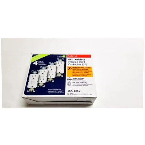 Leviton GFTR1-4W SmarTest Self-Test SmartlockPro Slim GFCI Tamper-Resistant Receptacle with LED Indicator, 15-Amp, 4-Pack, White
