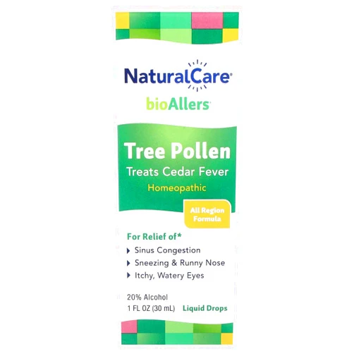 Natra-Bio NaturalCare Tree Pollen Homeopathic Liquid Drops by bioAllers, 1 Fl Oz | Cedar Fever | May Help Relieve Sinus Pressure, Congestion, Sneezing, Runny Nose