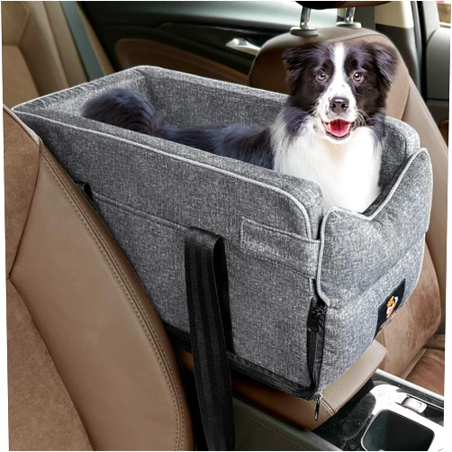 Melafa365 Dog Car Seat for Small Dogs, Interactive Dog Console Car Seat with Safety Tethers for Small Pets Up to 10 Lbs,Suitable for Most Car Deluxe Interactive Pet Seat