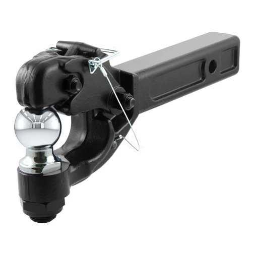 CURT 48007 Pintle Hitch with 2-Inch Trailer Ball, Fits 2-Inch Receiver, 16,000 lbs, 15-1/4-Inch Length, Black