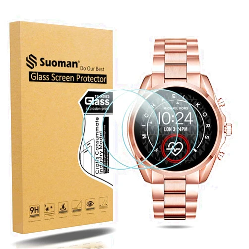 Suoman 4-Pack for Michael Kors Access Gen 5 Bradshaw Screen Protector, 2.5D 9H Hardness Tempered Glass Screen Protective Film [Anti-Scratch]