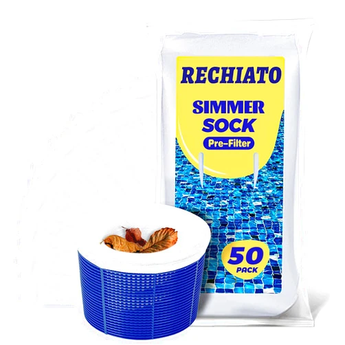 RECHIATO 50 Pack Pool Skimmer Socks for Pool Filters, Filters Baskets and Skimmers to Filter Debris and Leaves, Protact Filter System of Inground and Above Ground Pools
