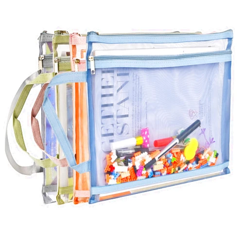 EMOOULI 4Pcs Mesh Toy Storage Bags, Double-Layer Nylon Puzzle Storage, Mesh Zipper Pouch Bags, Organization Solution for Toys, Games, and More (4Pcs A4)