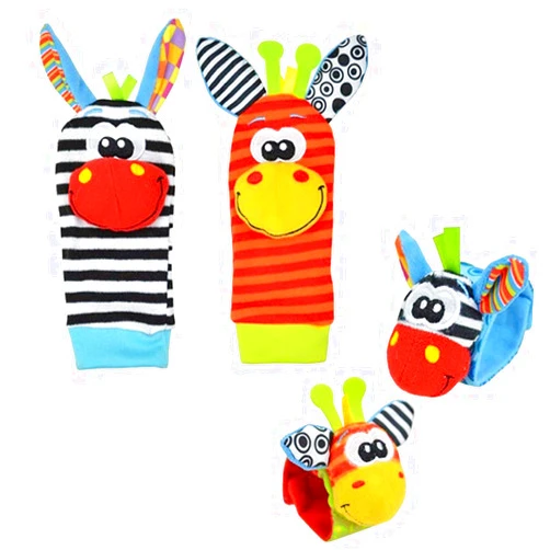 LIORAITIIN Baby Rattle Socks Toys Gift Soft Cartoon Foot Finder with Wrist Bracelet Toy Hanging Rattle Sock Deer 0-12 Month